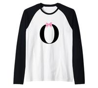 Coquette Monogram Letter O with Pink Bow Initial Name Maglia con Maniche Raglan