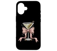 Coquette Pink Bow E Cocktail Olive Martini Bere Girly Custodia per iPhone 16