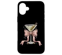 Coquette Pink Bow E Cocktail Olive Martini Bere Girly Custodia per iPhone 16 Plus