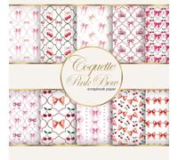 Coquette Pink Bow With Czerry Fruit Scrapbook Paper: Double-Sided Decorative Pages for Scrapbooking, Mixed Media, Origami, Collage, Decoupage, DIY, Paper for Junk Journaling, Wrapping Paper
