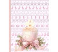 Coquette Pink Christmas Bow & Candle Festive Aesthetic Journal Notebook - Cozy Holiday Writing Notebook with 120 Ruled Pages | Large 8.5” x 11” Matte Cover