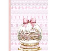 Coquette Pink Christmas Bow Snowglobe Festive Aesthetic Journal Notebook - Dreamy Holiday Writing Notebook with 120 Ruled Pages | Large 8.5” x 11” Matte Cover