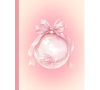 Coquette Pink Ribbon Christmas Ornament Aesthetic Journal Notebook - Cute Holiday Pastel Writing Notebook with 120 Ruled Pages | Large 8.5” x 11” Matte Cover