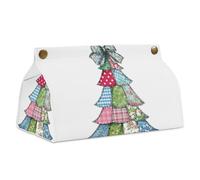 Coquette - Porta tovaglioli rettangolare con motivo albero di Natale, patchwork, in pelle PU, moderno, per bagno, cucina, ufficio, camera da letto