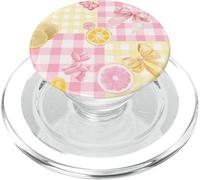 Coquette Rosa Fiocco Carino Rosa Giallo Gingham Ragazza Donne Estate PopSockets PopGrip per MagSafe