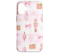 Coquette - Schiaccianoci con albero di Natale e neve, motivo scozzese Custodia per iPhone 16 Plus