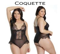 Coquette Sexy Body Pizzo Plus Size Dehnbarer, transparenter, schrittloser Teddy