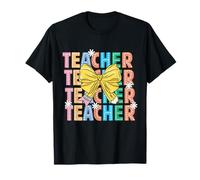 Coquette Teacheing Retro Doodle Dots Teacher Appreciation Maglietta