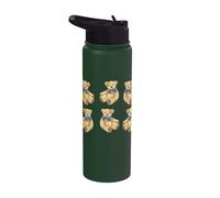Coquette Teddy Bear Blue Bow Pattern Stainless Steel Insulated Water Bottle