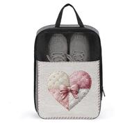 Coquette Valentine - Borsa per scarpe da golf con motivo patchwork con fiocco a forma di cuore, per viaggi e uso quotidiano, anti-polvere