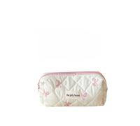 Coquette Y2K - Trousse da viaggio con grazioso fiocco, organizer da viaggio estetico, in cotone, borsa da toilette trapuntata Preppy Fairycore (S, rosa)