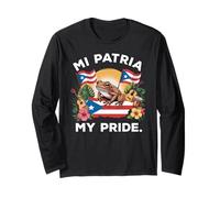 Coquí e bandiera del patrimonio portoricano Mi Patria My Pride Maglia a Manica