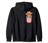 Coqui Frog Puerto Rico Flag Pava Hat Pocket Orgoglio Boricua Felpa con Cappuccio