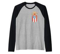 Coqui Frog Puerto Rico Flag Pava Hat Pocket Orgoglio Boricua Maglia con Maniche Raglan