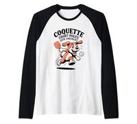 Coqutette Cort Rules Dog Pickleball Graphic Playful Puppy Maglia con Maniche Raglan