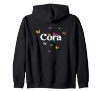 Cora - Bellissimo Nome di Ragazza con Farfalle Colorate Felpa con Cappuccio