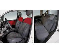 Serie Completa Coprisedili Personalizzati Fiat Panda 12> 4 Posti Post. Intero Tess. Misto Cotone Quadri Grigio/rosso