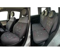 Serie Completa Coprisedili Personalizzati Fiat Panda 12> 5 Posti Post. Intero Tess. Misto Cotone Quadri Grigio/piombo