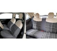 Serie completa coprisedili personalizzati Fiat 500 07> scozzese grigio