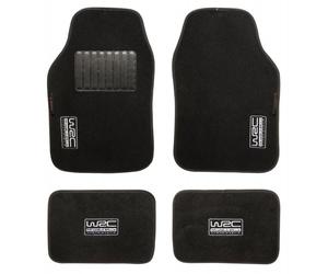 CORA SET 4 TAPPETI IN MOQUETTE UNIVERSALI NERI WRC 7434 LOOK SPORTIVO