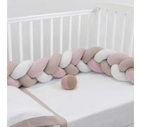 CORA - Treccia Paracolpi e Riduttore per lettino - Tricolore Tortora-Bianco-Rosa