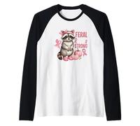 Coraggio del Nastro Rosa Procione Selvaggio e Forte Maglia con Maniche Raglan