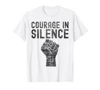 Coraggio in Silenzio Retro Weathered Tipografia Profilo Art Maglietta