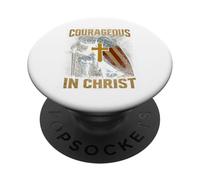 Coraggioso in Cristo Cavaliere Croce Patriottica USA Bandiera Fede PopSockets PopGrip Adesivo