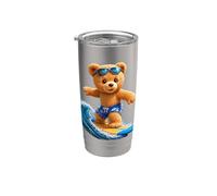 Coraggioso orsacchiotto cavalcando le onde tavola da surf Shapes Mania Bicchiere termico in acciaio inox doppia parete