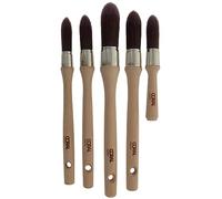 Coral 33719 Aspire - Set di 5 pennelli rotondi a punta per un taglio rapido e preciso, finitura ultra liscia con emulsione commerciale o legno FSC lucido, 15, 18, 21, 25, 18 mm