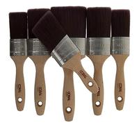 Coral Aspire 31749 - Set di 6 pennelli professionali con taglio dritto e profilo ovale per una finitura ultra liscia e veloce, con emulsione commerciale, legno FSC lucido, 2 x 3,8 cm, 2 x 5,1 cm, 7,6