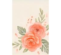 Coral Bloom Dreams: Pretty Vintage Journal: 6x9 Hardcover | 110 Unlined Pages | Matte Finish | Floral Watercolor Design with Coral Roses & Dusty Leaves