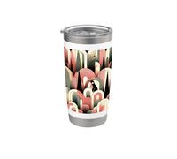 Coral Pink Cream Geometric Abstract Art Deco Penguin Forest Bicchiere termico in acciaio inox doppia parete