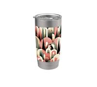 Coral Pink Cream Geometric Abstract Art Deco Penguin Forest Bicchiere termico in acciaio inox doppia parete