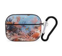 Coral Reef - Custodia per AirPod Pro, antigraffio, in policarbonato rigido, con portachiavi, accessorio per AirPod Pro 2°/1° custodia per donne e uomini, stile nero