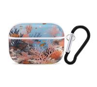 Coral Reef - Custodia per AirPod Pro, antigraffio, in policarbonato rigido, con portachiavi, accessorio per AirPod Pro 2°/1° custodia per donne e uomini, stile bianco
