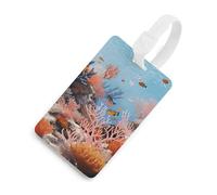 Coral Reef - Etichette per bagagli con carta d'identità, resistenti etichette per borse da viaggio, impermeabili, per valigie, zaini e custodie da viaggio, stile bianco