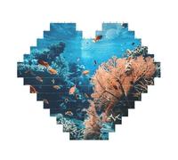 Coral Reef Print Art Brick Puzzle a forma di cuore blocchi di costruzione fai da te set 3D puzzle decorazione per la casa 53 pezzi