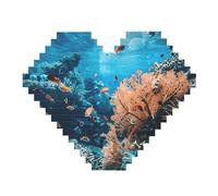 Coral Reef Stampa Art Mattoni Puzzle a forma di cuore Blocchi di costruzione fai da te Set 3D Puzzle Home Decor 82 pezzi