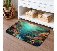 Coral Reef Tappetino da bagno ad asciugatura rapida, tappetino da bagno assorbente colorato antiscivolo, tappetino da doccia estivo, in memory foam, lavabile, per bagno, decorativo, 50 x 81 cm