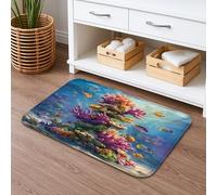 Coral Reef Tappetino da bagno ad asciugatura rapida, tappetino da bagno assorbente e antiscivolo, motivo tropicale in memory foam, lavabile, per bagno, decorativo, 50 x 81 cm