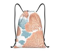 Coral Reef Titolo: Borsone leggero con coulisse, impermeabile, pieghevole, con tracolla regolabile, ideale per sport, yoga, viaggi e scuola, Nero , M