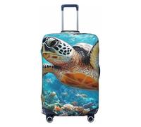 Coral Reefs of Turtles and Colorful Fish - Copertura elastica per valigia, da viaggio, con stampa, antigraffio, Nero , S