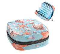 Coral Sea Star Conch Ocean Art Pattern - Borsa per assorbenti igienici, con cerniera, per assorbenti mestruali, per ragazze e donne, multicolore, 4.7x6.6x6.6 in/12x17x17 cm