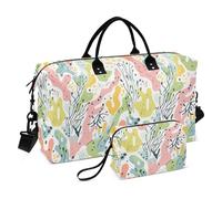 Coral Seagrass Colore chiaro Decorativo Grande Viaggio Duffel Bagaglio Tote Bag con Toiletry Bag per Aereo Viaggio Impermeabile Bolsa de Mano para ropa de