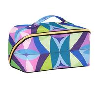 Coraline - Borsa da viaggio con scomparti e manico, motivo geometrico retrò, colore: pesca