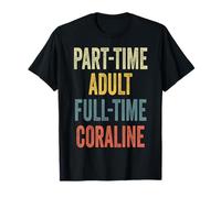 Coraline Personalized Retro Girls Part-Time Coraline Name Maglietta