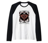 Corallo Colore Diamante nella Grafica Corallo Scuro Maglia con Maniche Raglan