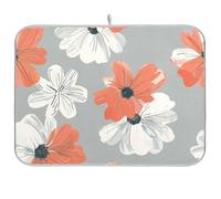 Corallo e Bianco Disegnato A Mano Fiore Accessori Cucina per Controsoffitto Opaco Secco per Piatti Stuoie di asciugatura per Cucina Extra Large 18 x 24