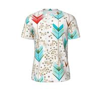 Corallo e Teal Frecce Stampa Elegante Estate Uomo Manica Corta T-Shirt Leggera Traspirante Attività all'aperto, Nero , 5XL